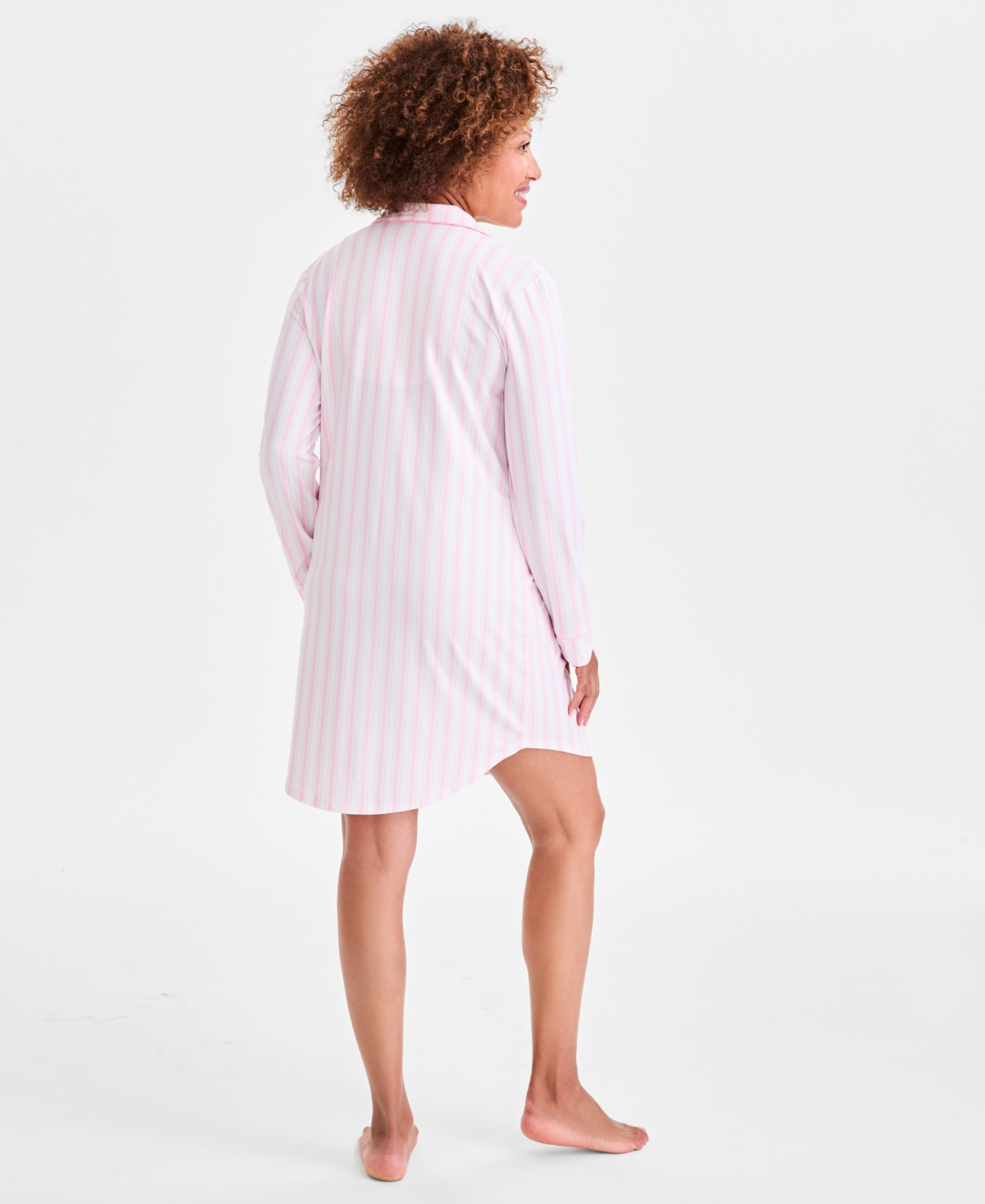 Charter Club Women's Notched-collar Sleepshirt, Created For Macy's In Pink