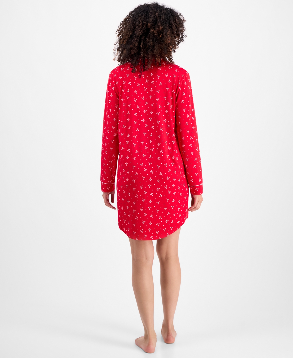 Charter Club Women's Jersey Printed Long Sleeve Sleepshirt In Burgundy