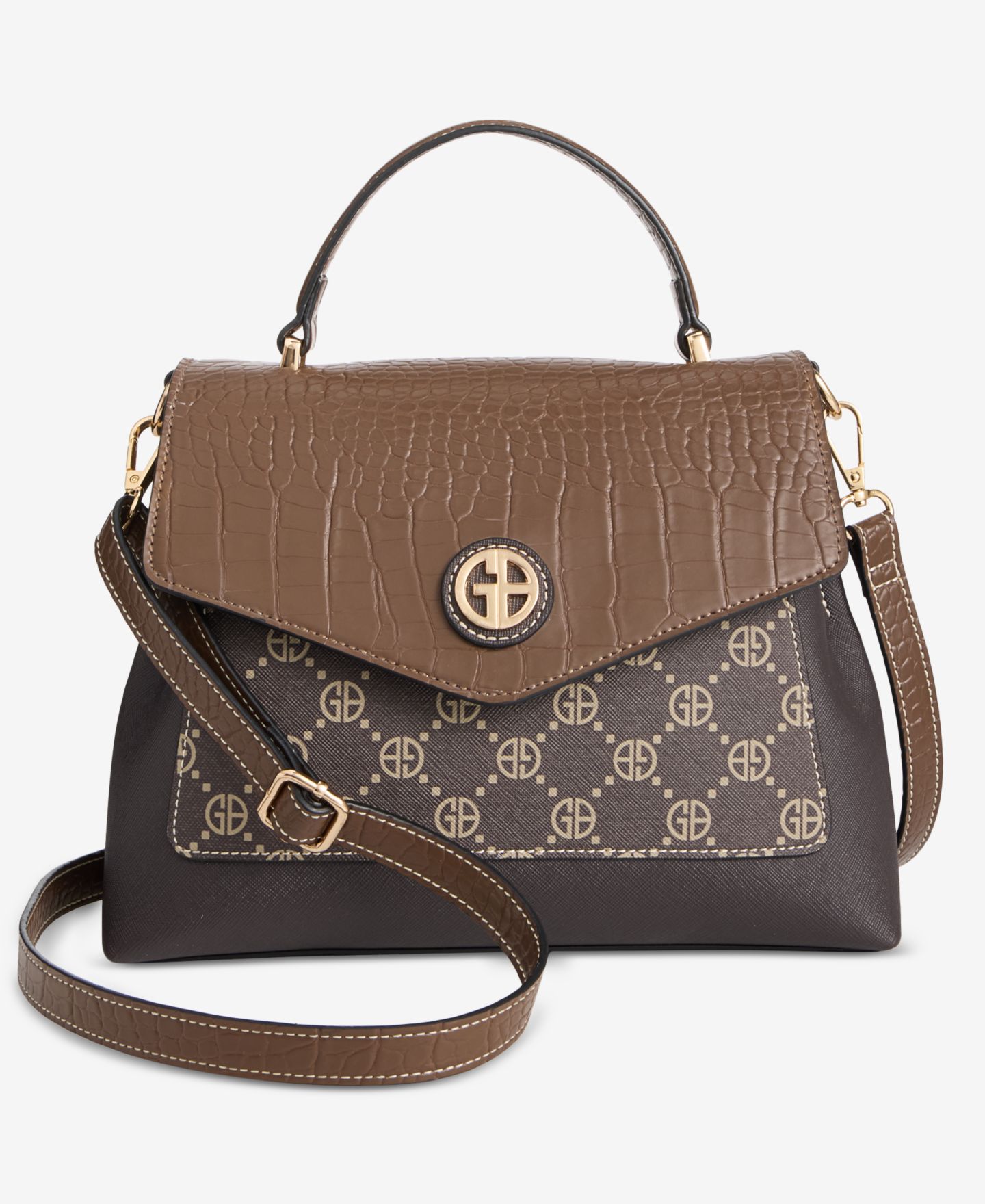 Женская сумка Giani Bernini Small Monogram Top Handle Crossbody, цвет: Кофейный / Орех коричневый — фото 1