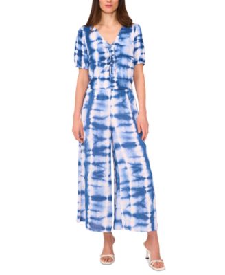 Sam Jess Womens Tie Dyed Tie Front Top Pull On Pants