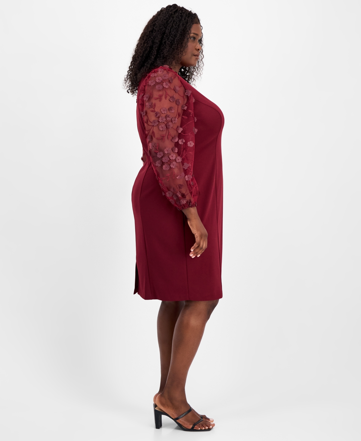 Connected Plus Floral-Applique Sheath Dress