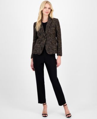 Women's Tweed Notch-Collar One-Button Jacket