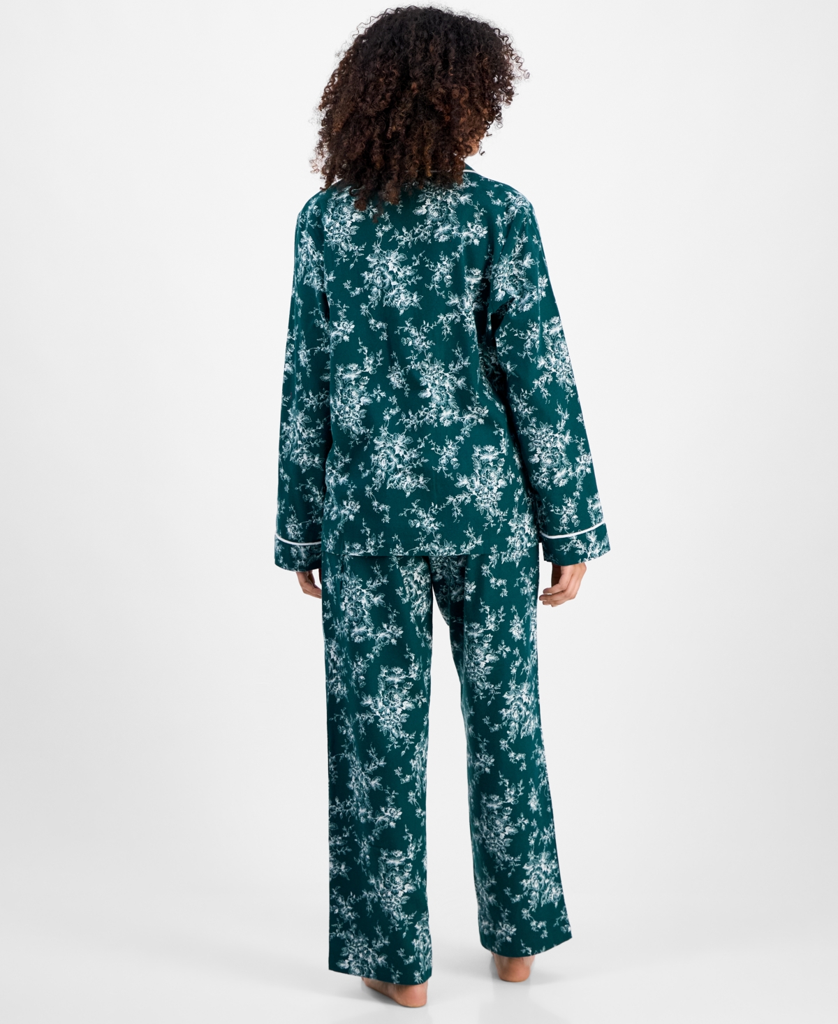 Charter Club Women's 2-pc. Cotton Flannel Packaged Pajamas Set, Created For Macy's In Green