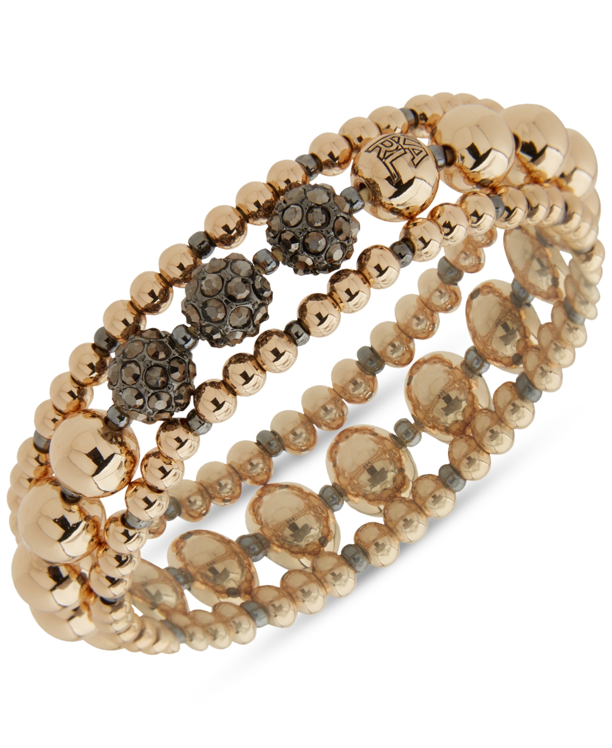 Karl Lagerfeld 3-pc. Set Pave Fireball & Logo Beaded Stretch Bracelets