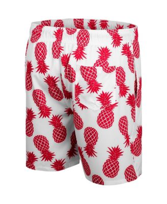 Men's White/Red Wisconsin Badgers Pineapple Swim Shorts