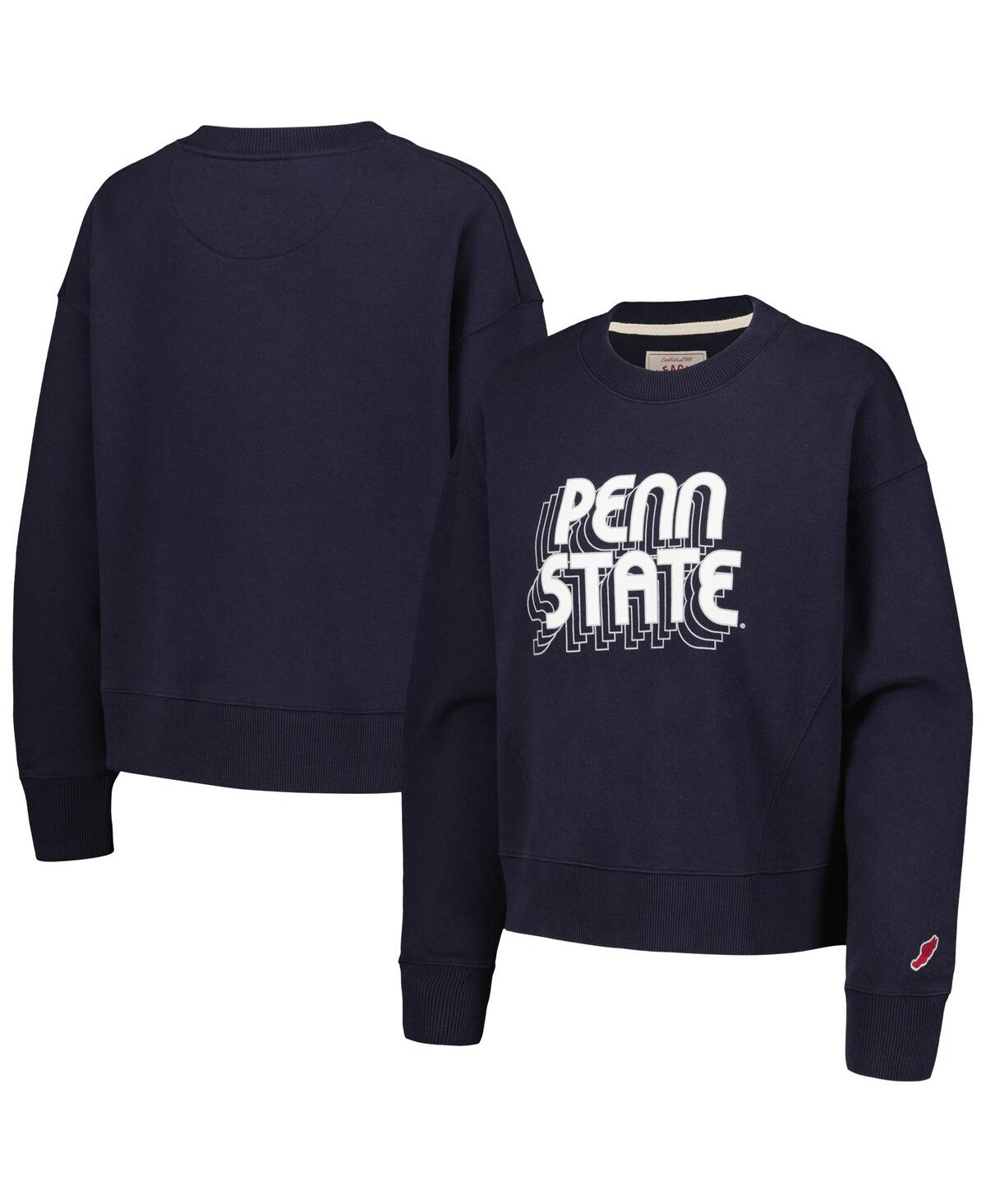 Women's Navy Penn State Nittany Lions Boxy Pullover Sweatshirt - Navy