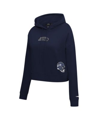 Women's College Navy Seattle Seahawks Jeweled Cropped Pullover Hoodie