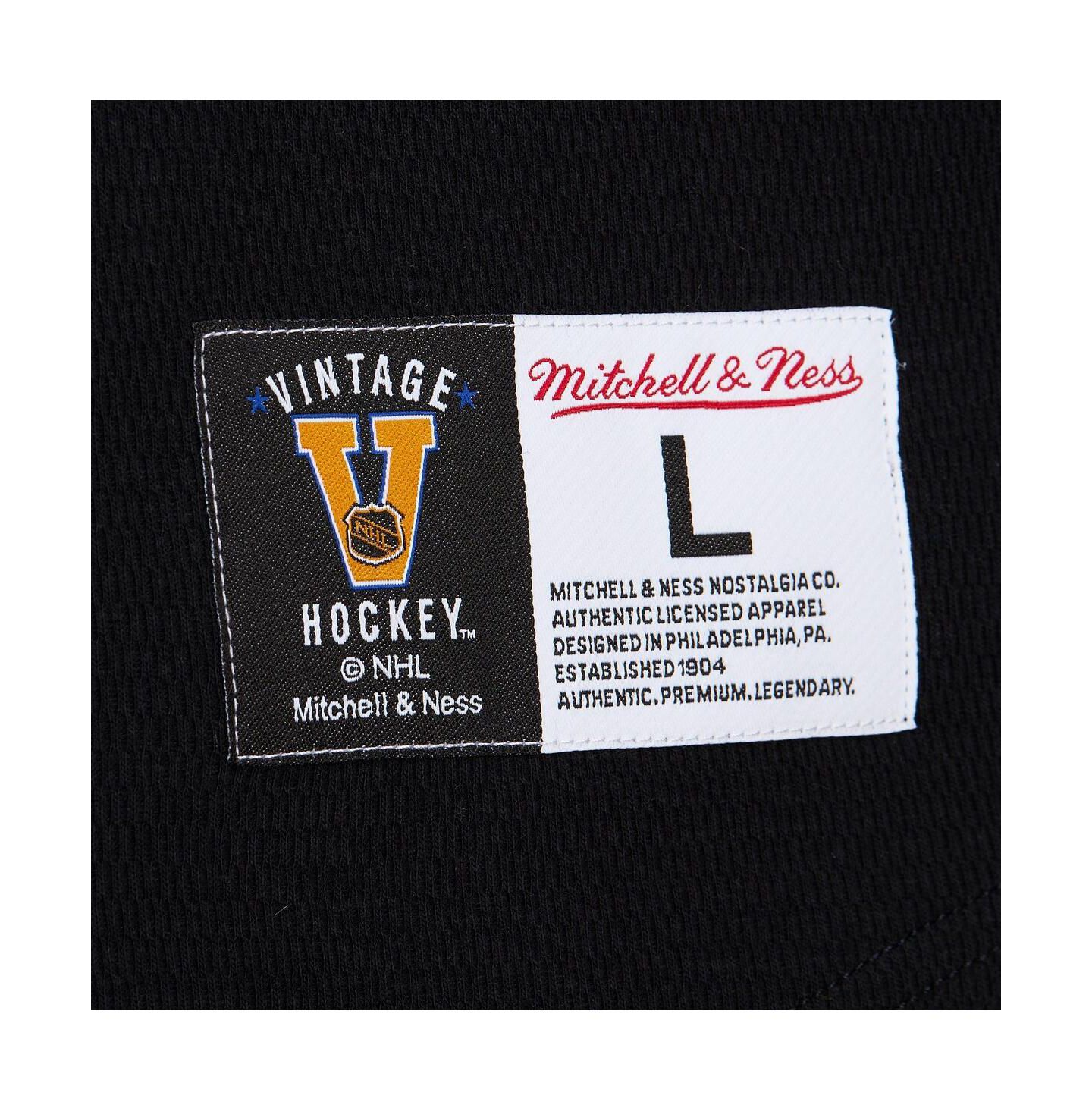 Мужская футболка Mitchell & Ness Black Pittsburgh Penguins Thermal Henley Long Sleeve — фото 4