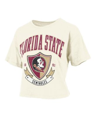Women's Cream Florida State Seminoles Buckler Vintage Cropped T-Shirt