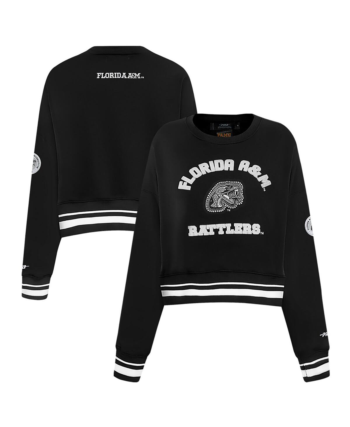 Women's Black Florida A&M Rattlers Cropped Pullover Sweatshirt - Black