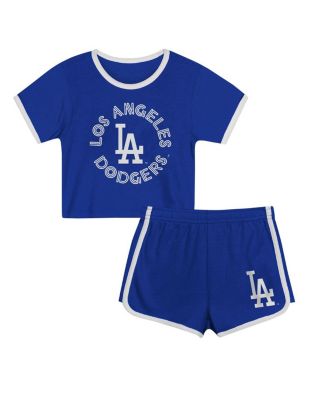 Outerstuff - Preschool Girls 2-Piece Royal Los Angeles Dodgers Double Run T-Shirt and Shorts Set