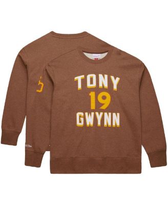 Men's Tony Gwynn Brown San Diego Padres Legends Collection Vintage Logo Name Number Fleece Pullover Sweatshirt
