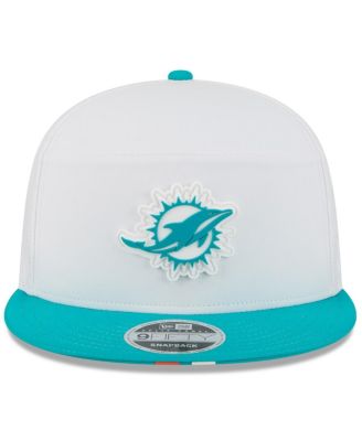 Men's White/Aqua Miami Dolphins 2025 NFL Training Camp Split Panel 9FIFTY Snapback Hat