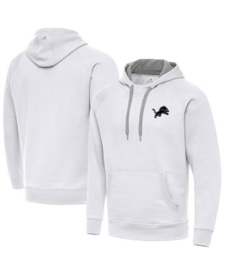 Antigua - Men's White Detroit Lions Brushed Carbon Victory Pullover Hoodie