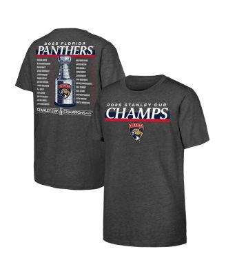 Fanatics - Big Boys and Girls Heather Charcoal Florida Panthers 2025 Stanley Cup Champions Give Go Roster T-Shirt