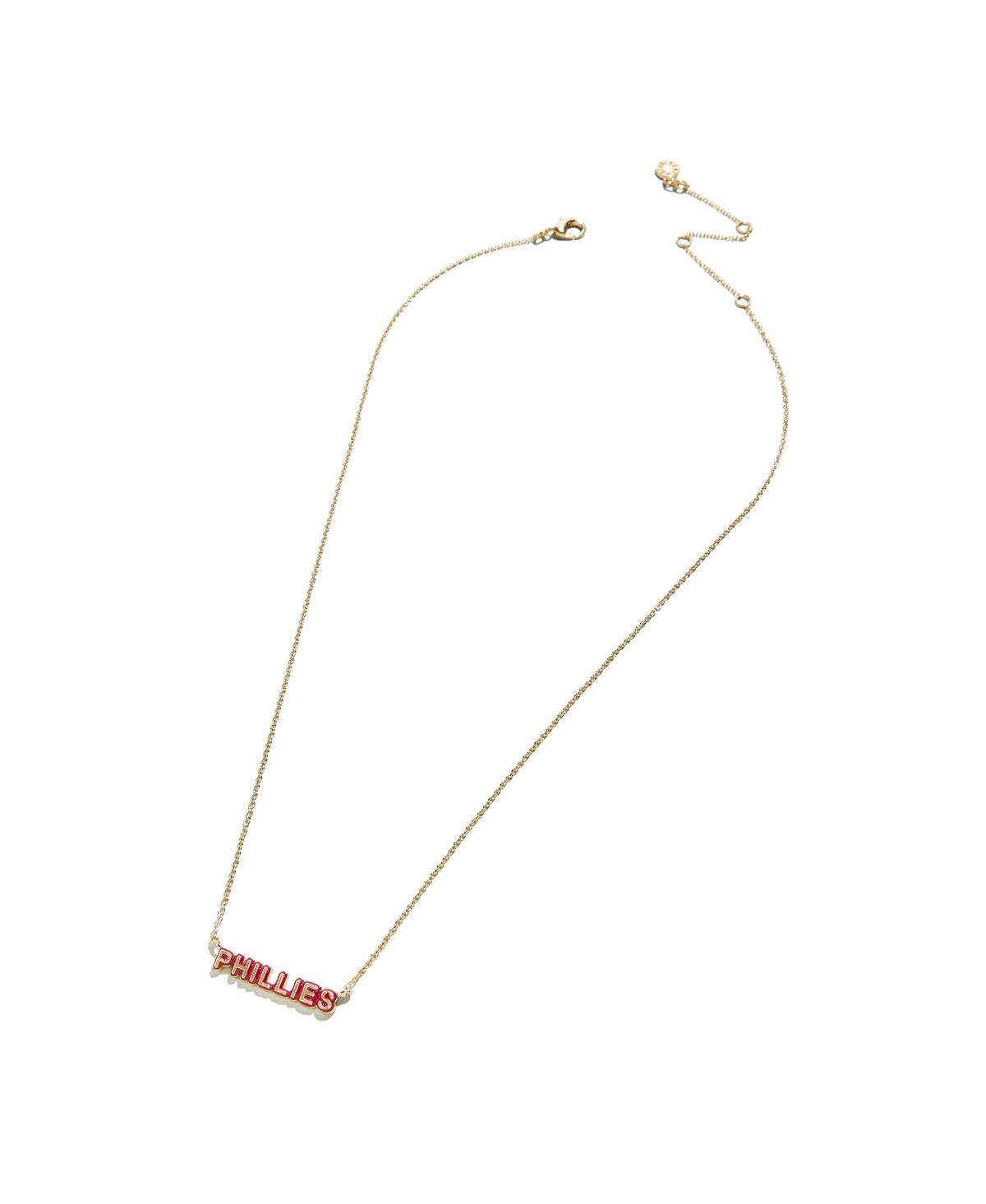 Philadelphia Phillies Delicate Enamel Necklace - Gold, Red