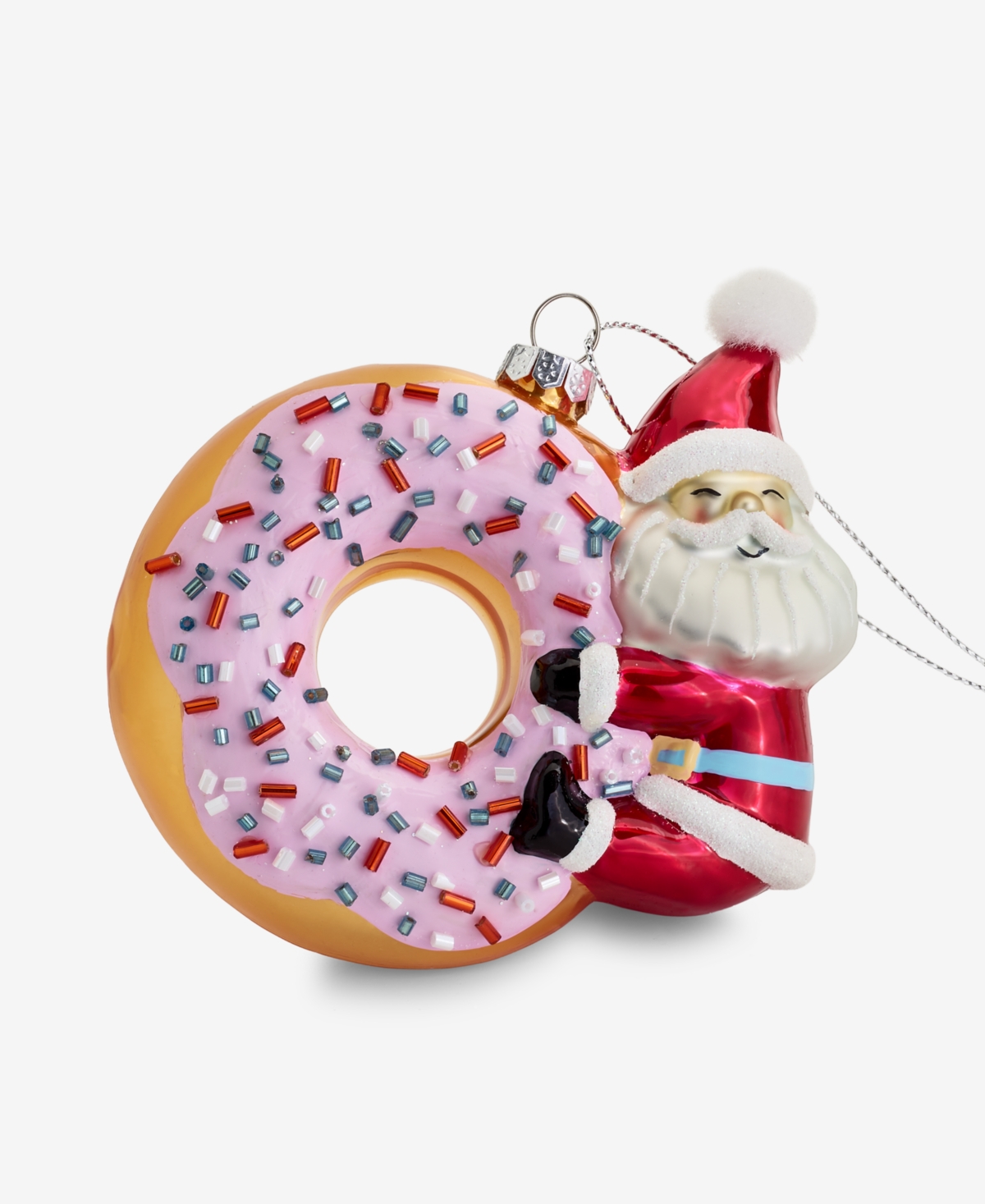 Holiday Lane Sugar Plum Glass Santa Donut Ornament, Macy's Exclusive In Multi