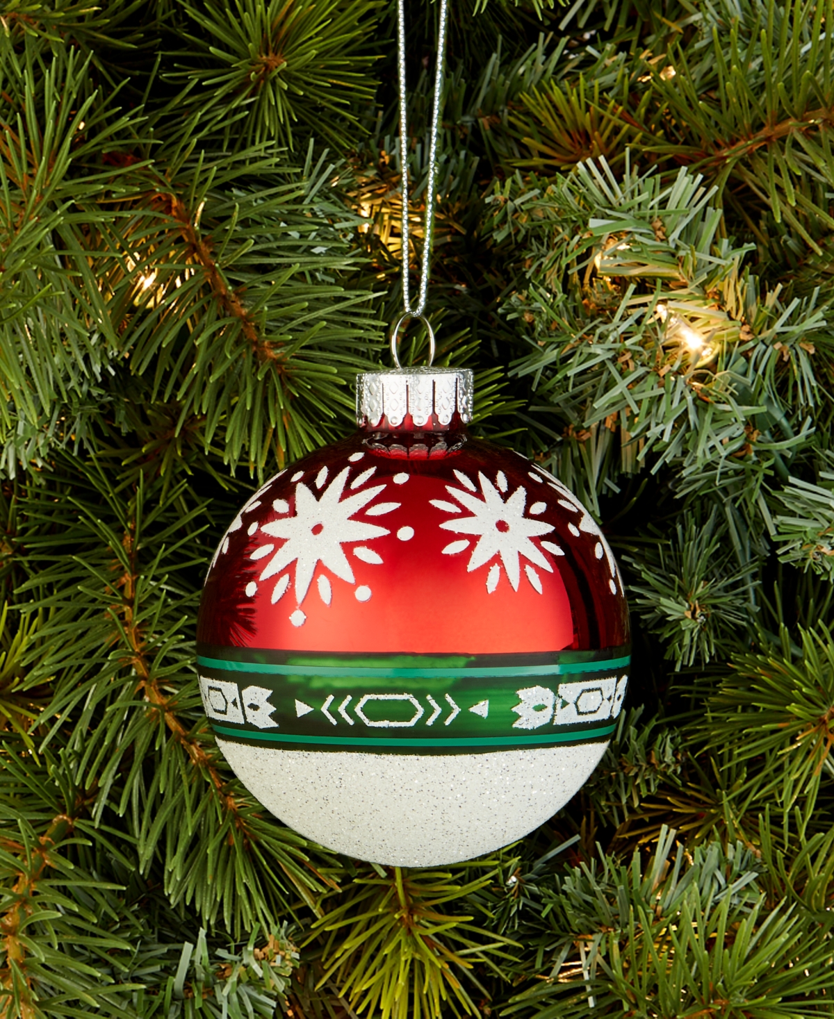 Holiday Lane Nordic Wonderland Glass Ball Ornament, Macy's Exclusive