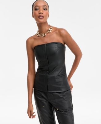 I.N.C. International Concepts - Women's Faux-Leather Strapless Top