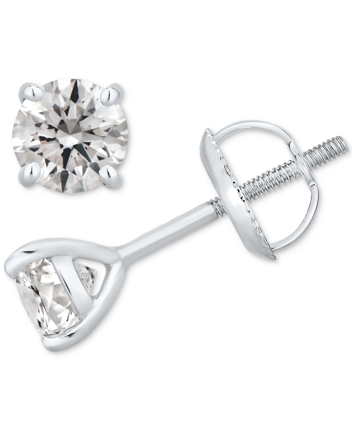 Gia Certified Diamond Stud Earrings (3/4 ct. t.w.) in 14k White Gold - White Gold