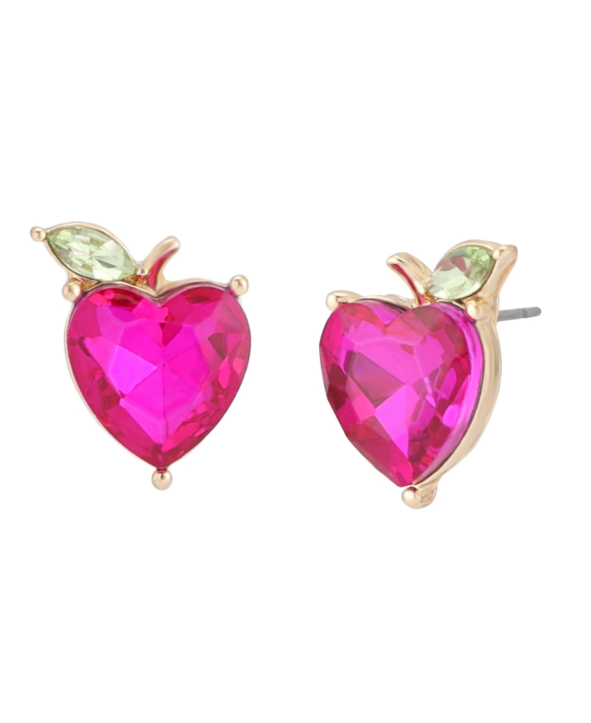 Faux Stone Straight Apple Stud Earrings - Pink, Gold