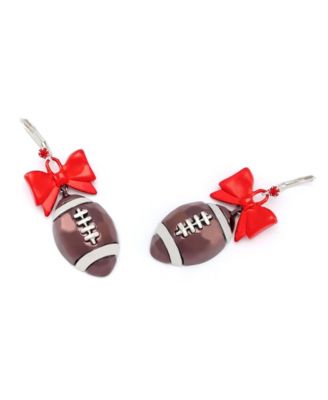 Faux Stone Kick Off Bow Football Drop Earrings