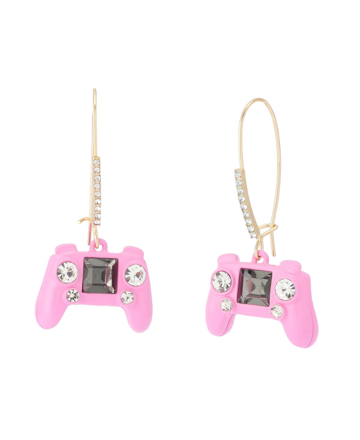 Faux Stone Straight Game Controller Dangle Earrings - Pink, Gold