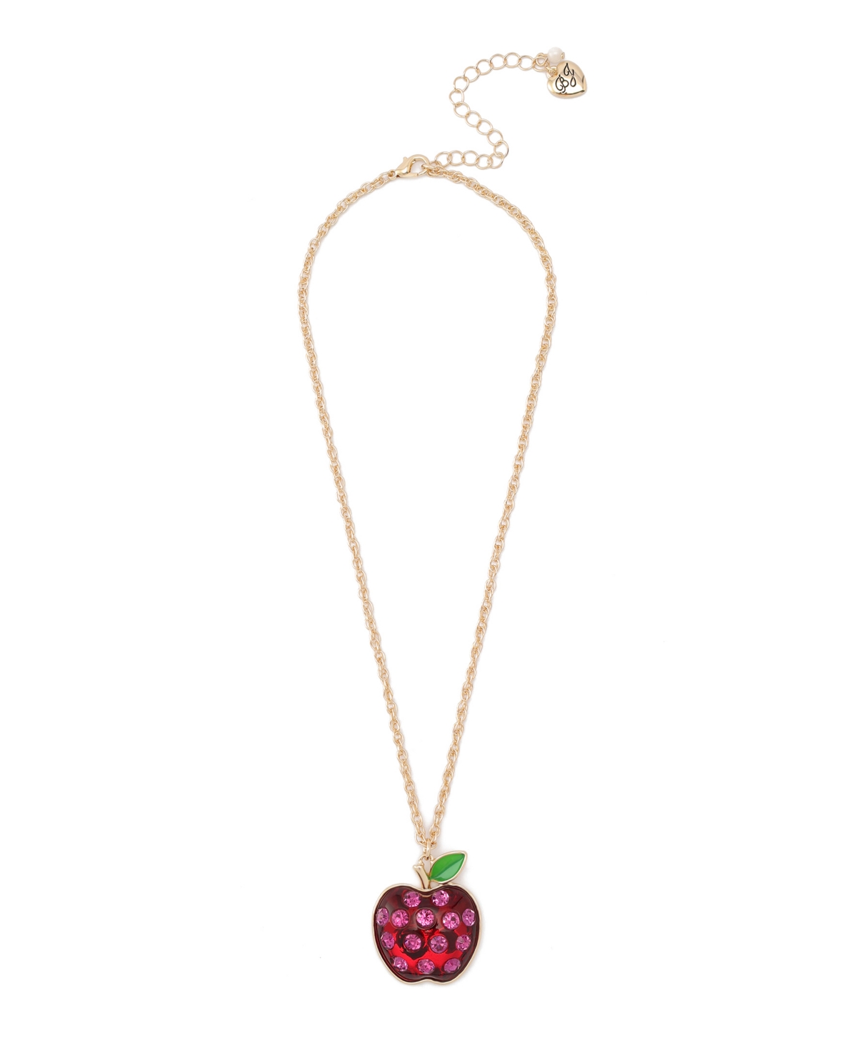 Faux Stone Straight Apple Pendant Chain Necklace - Red, Gold