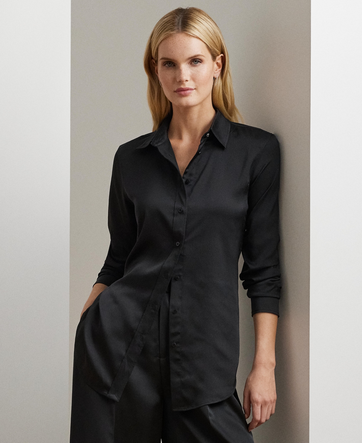Lauren Ralph Women's Satin Charmeuse Shirt