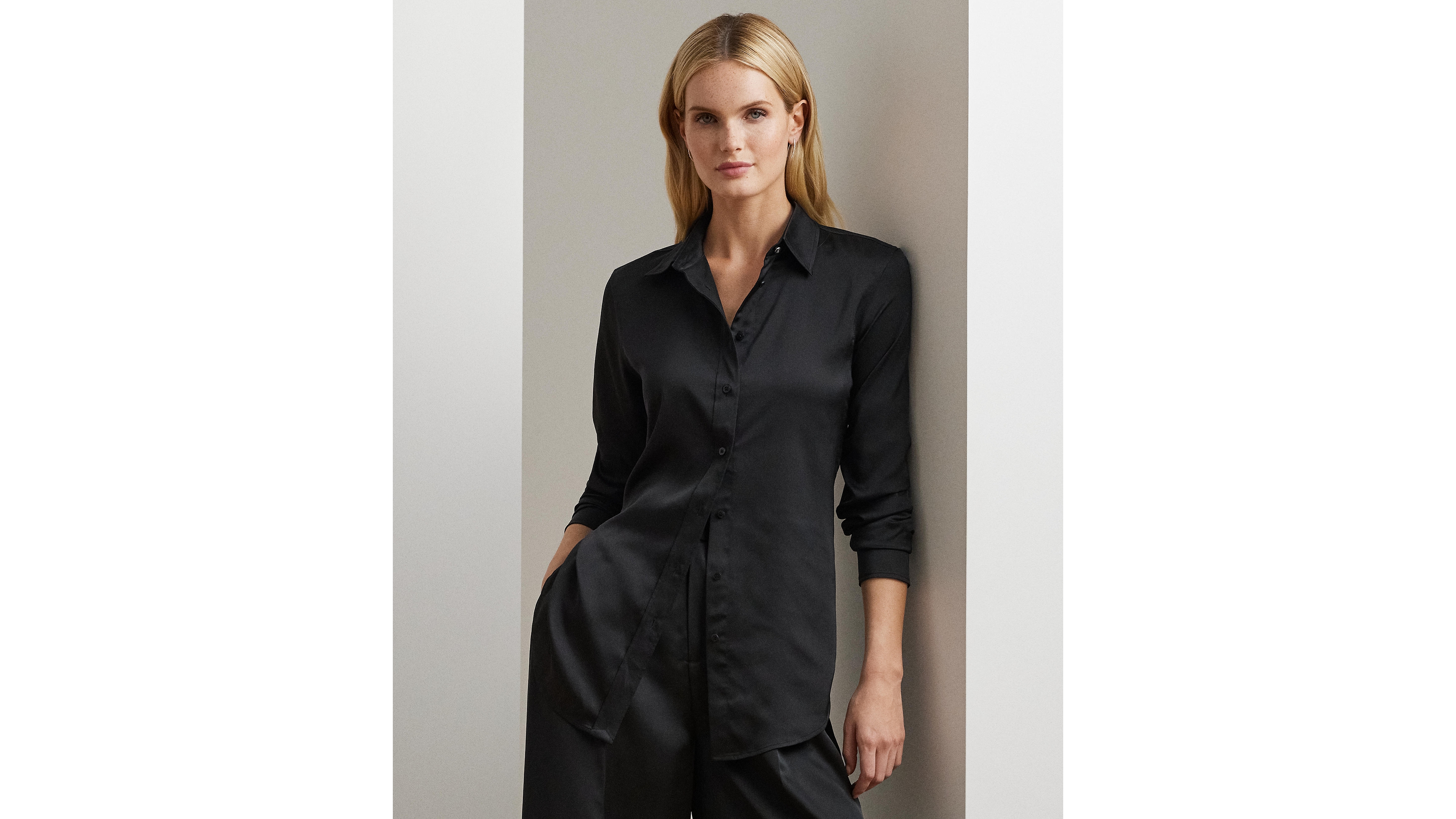 Lauren Ralph Women's Satin Charmeuse Shirt