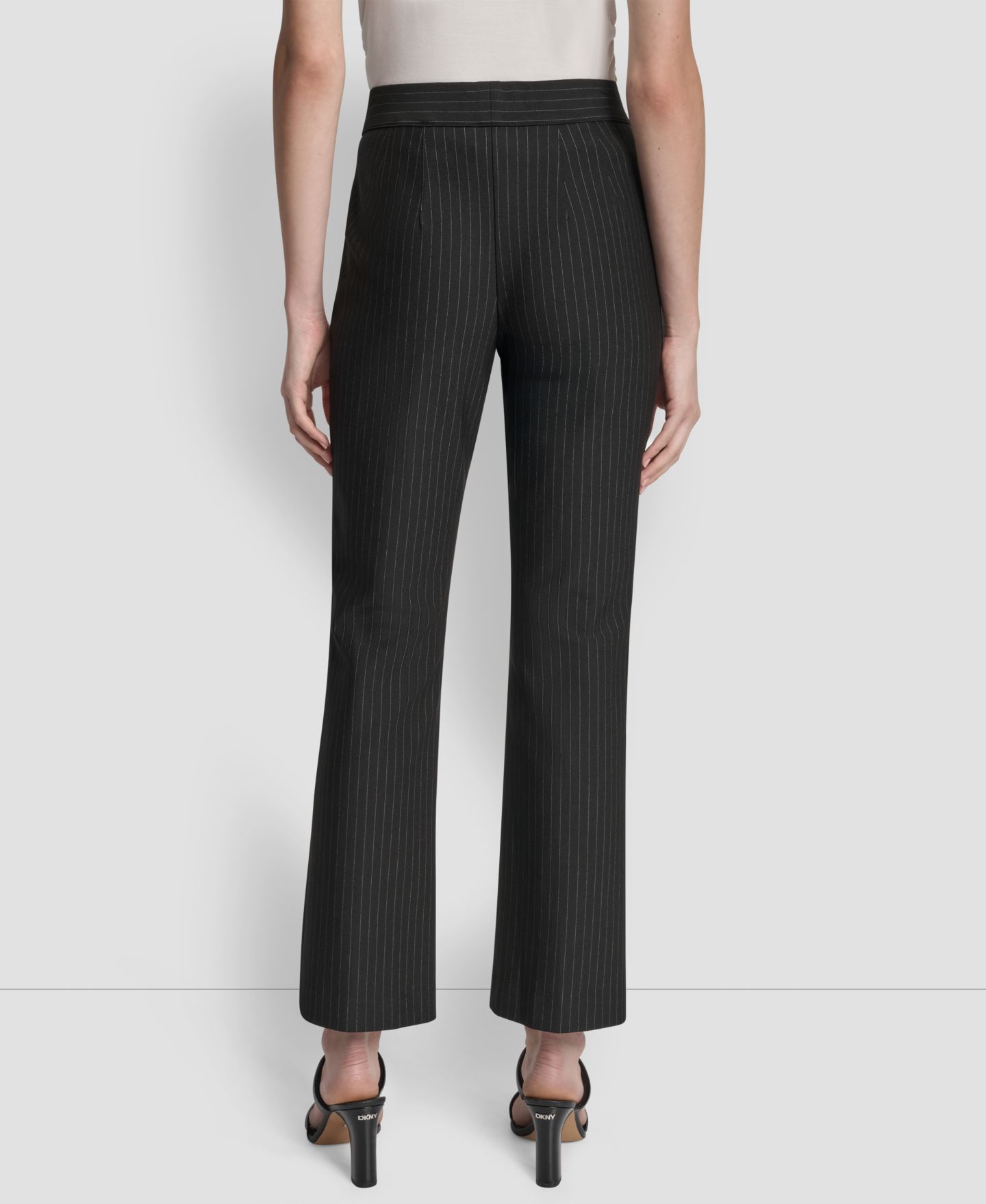 Женские брюки DKNY Mid-Rise Pinstripe, цвет: Чёрный — фото 3