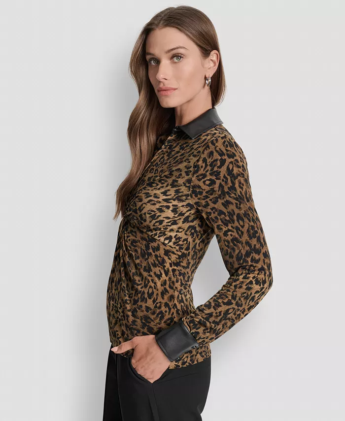 Women's Knot-Front Long-Sleeve Blouse - thumbnail 3