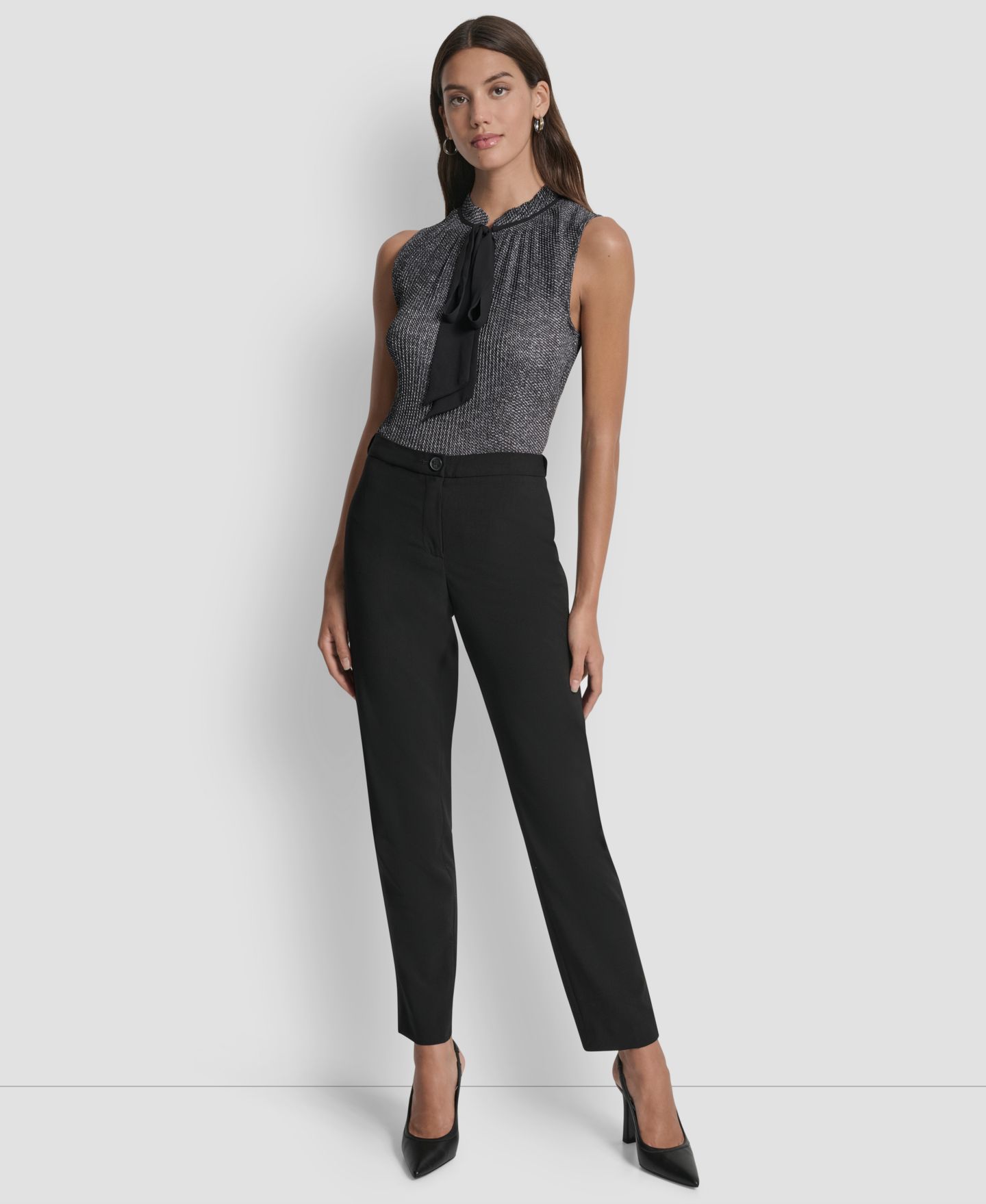 Женские брюки DKNY Slim Ankle Trousers, цвет: Чёрный — фото 4