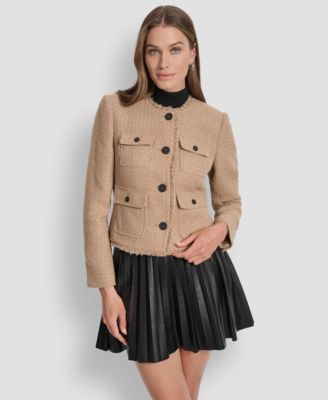 DKNY - Women's Tweed Pocket-Front Crop Jacket