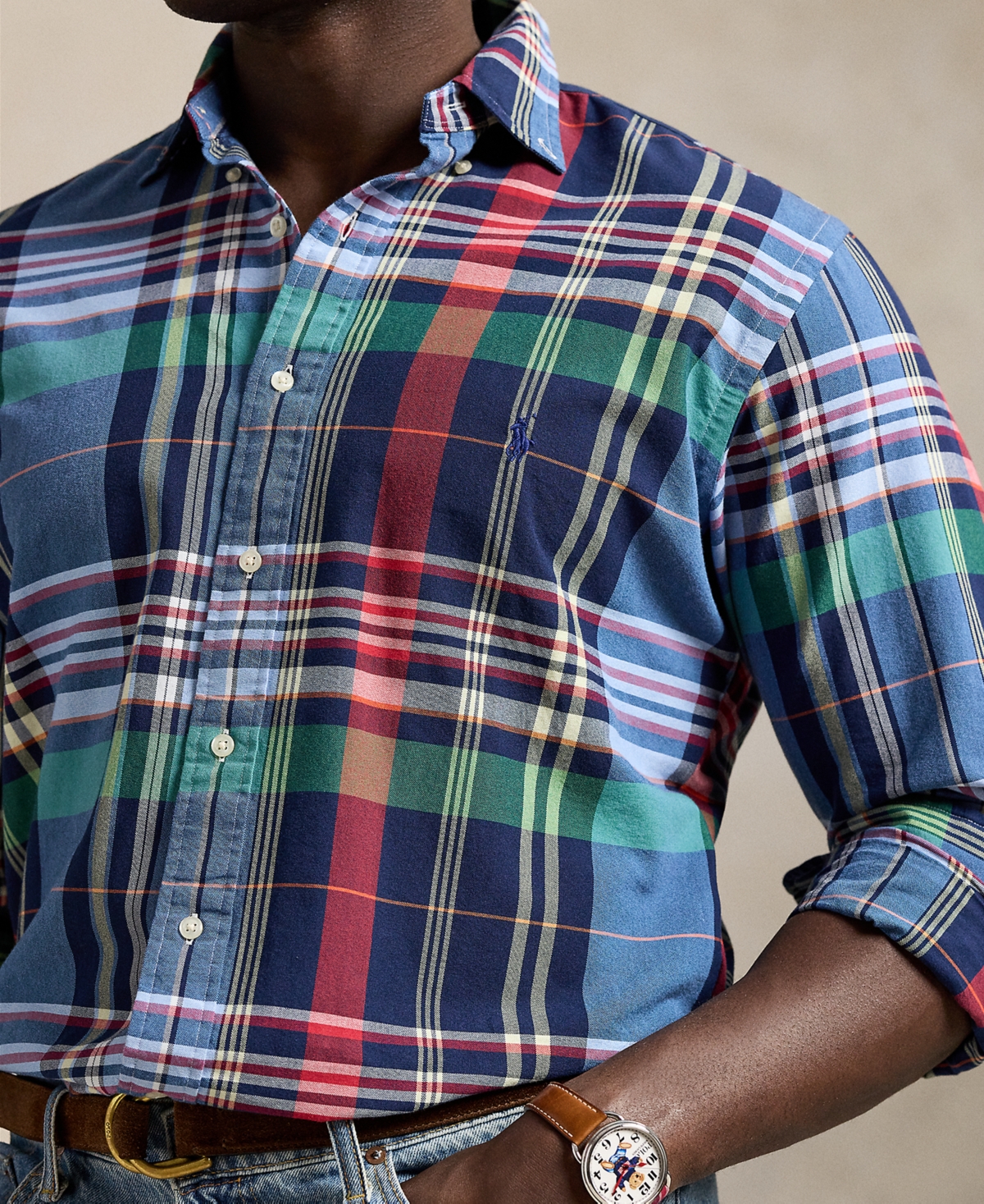 Polo Ralph Lauren Plaid Motif Classic Fit Shirt With Double Breast Pocket In Multi