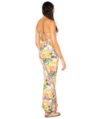 Juniors' Floral-Print Lost Paradise Tie-Beck Maxi Dress