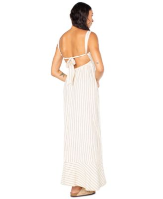 Juniors' Wilder Coast Striped V-Neck Tie-Back Maxi Dress