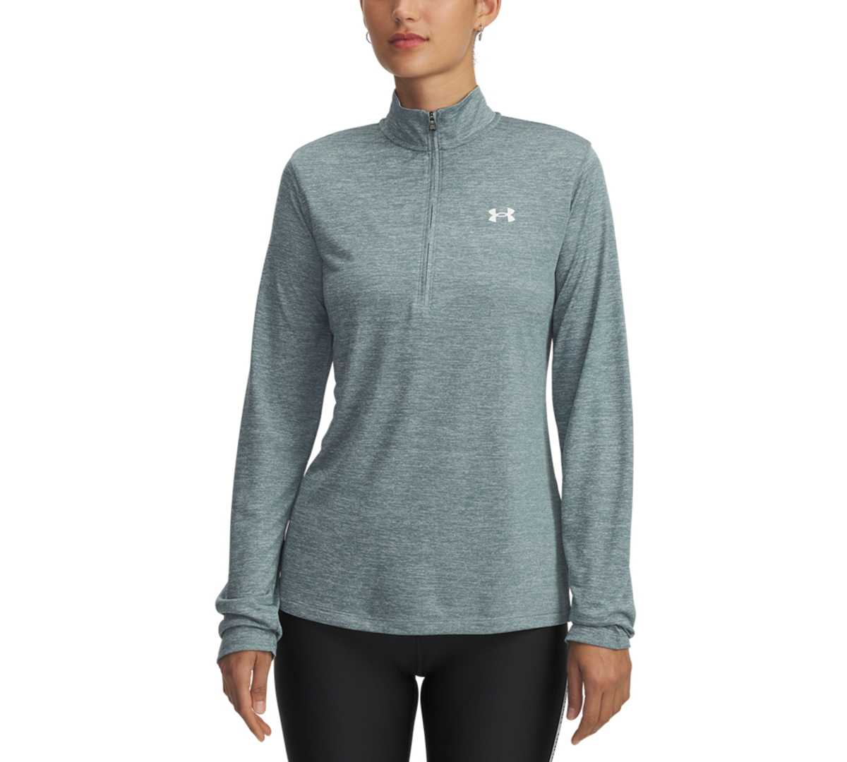 Under Armour Women's Twist Tech Quarter-zip Logo Top In Green