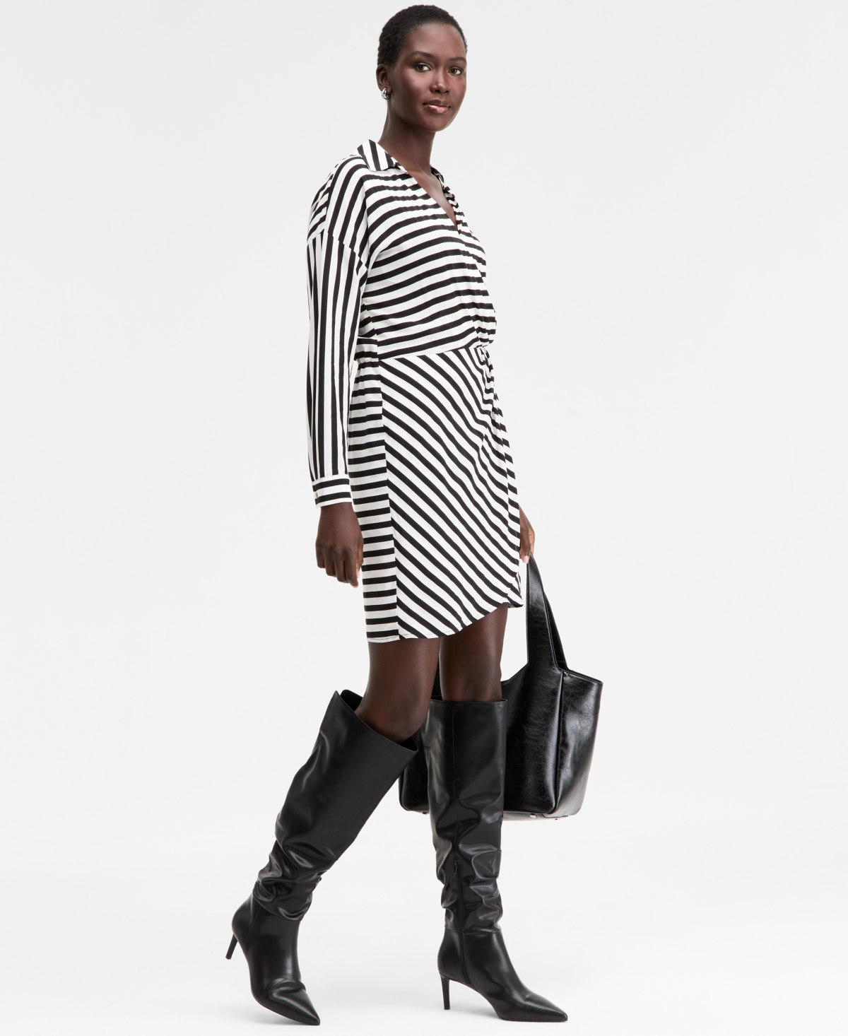 Inc International Concepts Women's Striped Faux-wrap Dress, Macy's Exclusive In Multi