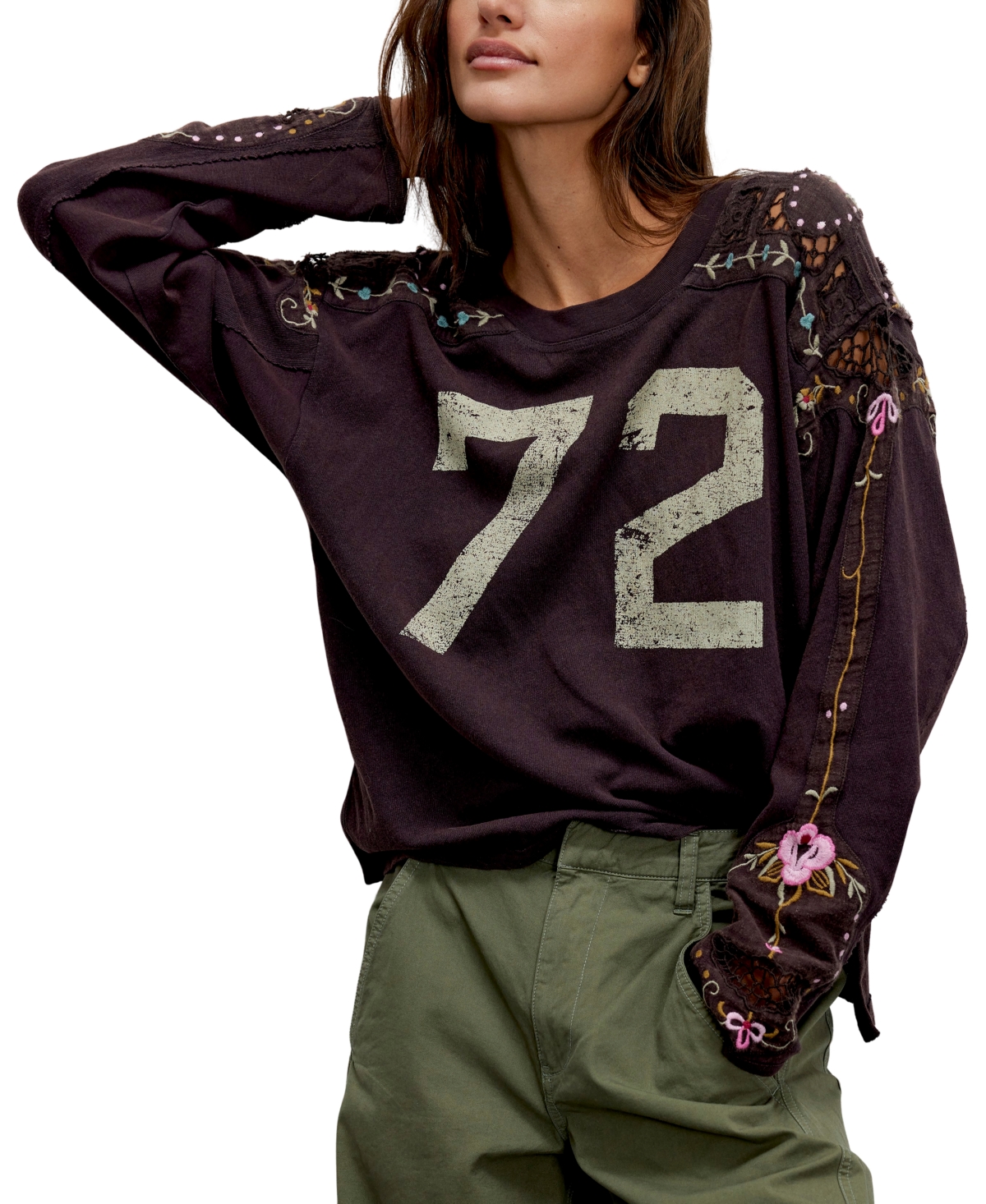 Free People Women's Lilith Embroidered Cotton Long-Sleeve T-Shirt