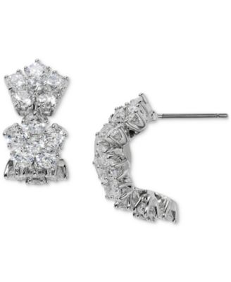 Eliot Danori - Cubic Zirconia Flower J-Hoop Earrings