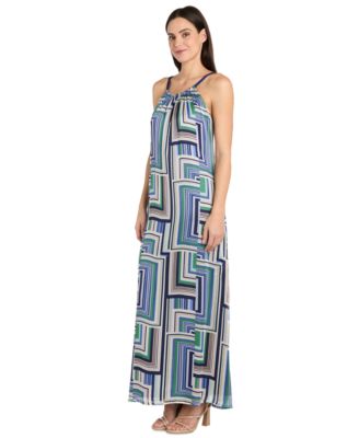 Women's Sleeveless Shirred-Collar Maxi Dress
