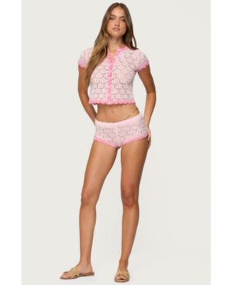 Women's Elisa Open Knit Button Up Top