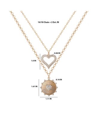 2-Piece Gold & Silver Heart and Eye Layered Necklace Set