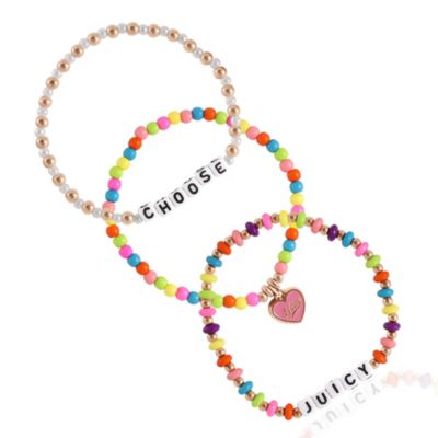 Choose Juicy Heart Charm 3 Piece Beaded Jewelry