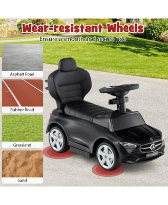 Toddler 3-in-1 Push Car w/Adjustable Canopy Under Seat Storage Realistic Sounds