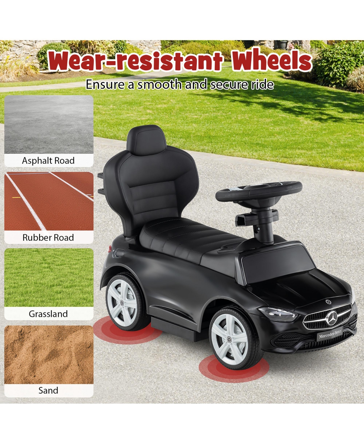Gymax Toddler 3-in-1 Push Car w/Adjustable Canopy Under Seat Storage Realistic Sounds