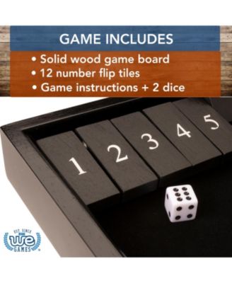 12 Number Shut the Box Board Game, Black Stained Wood, 13.5 in.