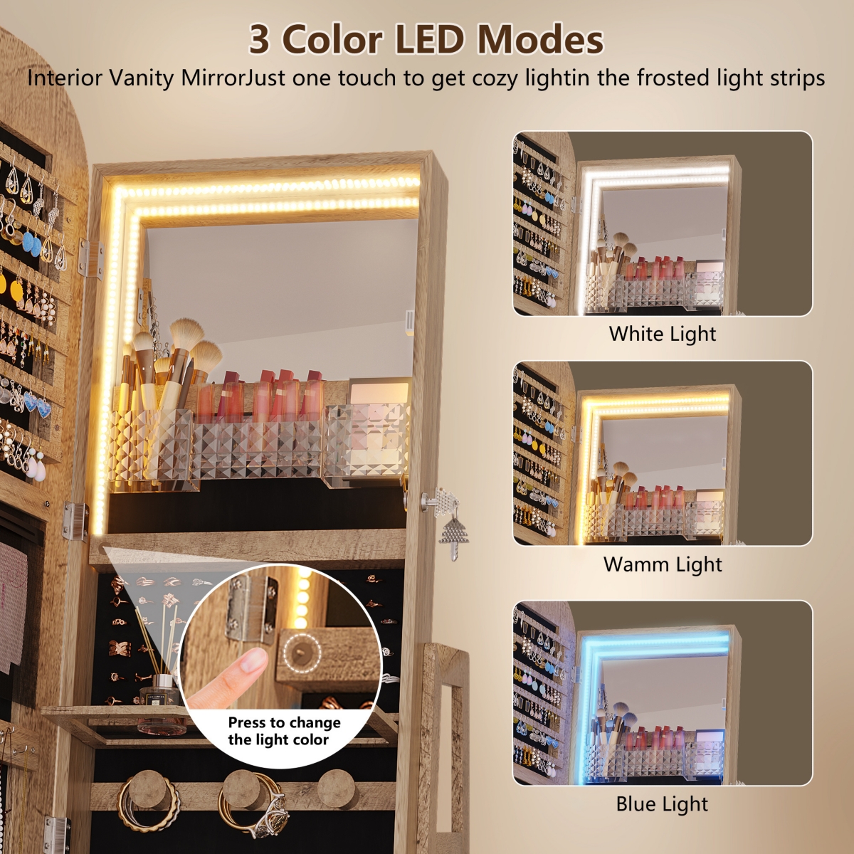 Vlsrka Full-length mirror with wooden frame for floor standing or wall mounting