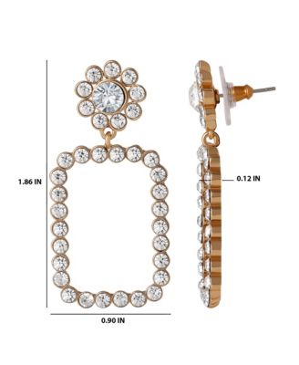Gold-Tone Pave Rectangle Drop Earrings